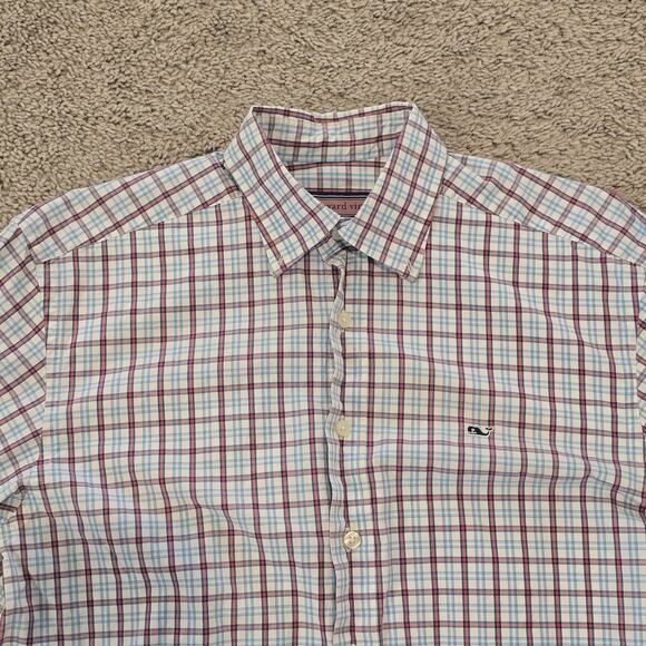 Vineyard Vines Other - Vineyard Vines Whale Gingham Button Down Shirt Blue Red Mens S
